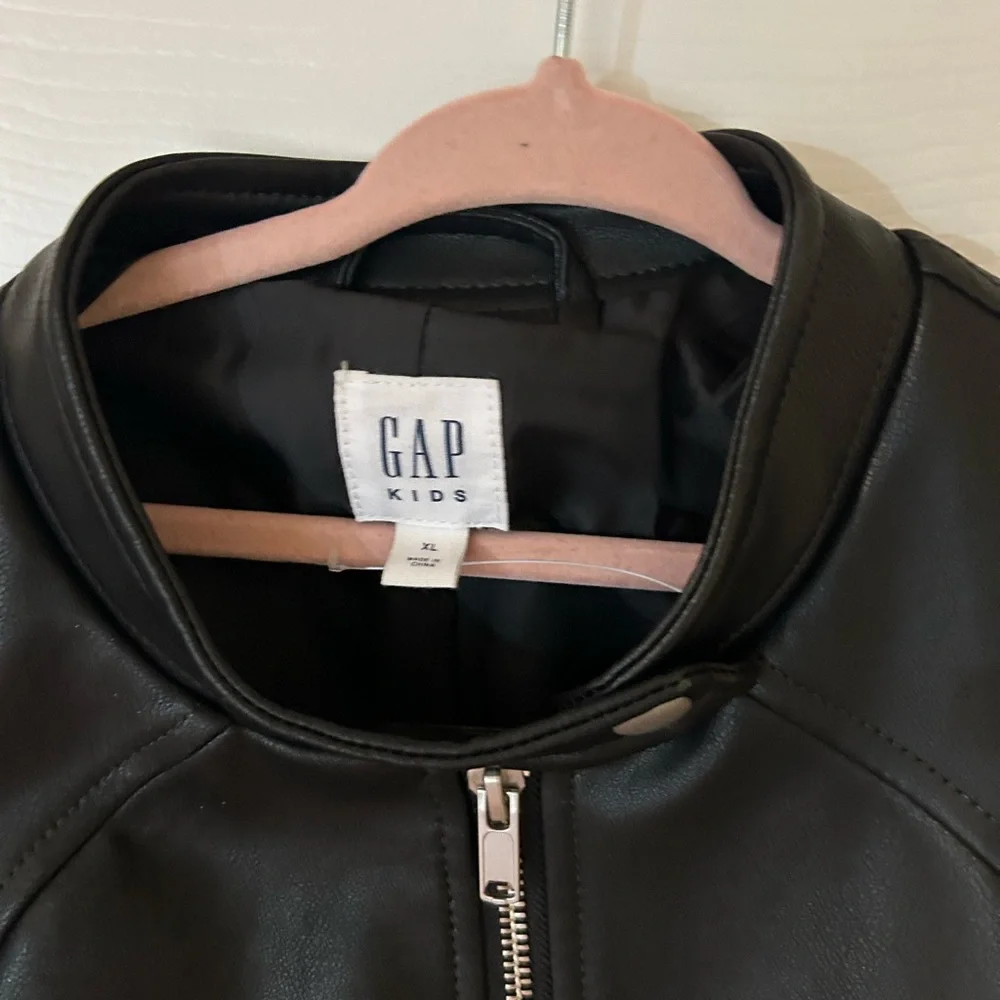 GAP girl black moto Leather Jacket NWOT